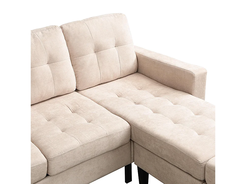 Canapé en L multifonctionnel repose-pieds amovible LED trois places combinaison canapé-lit modulaire beige