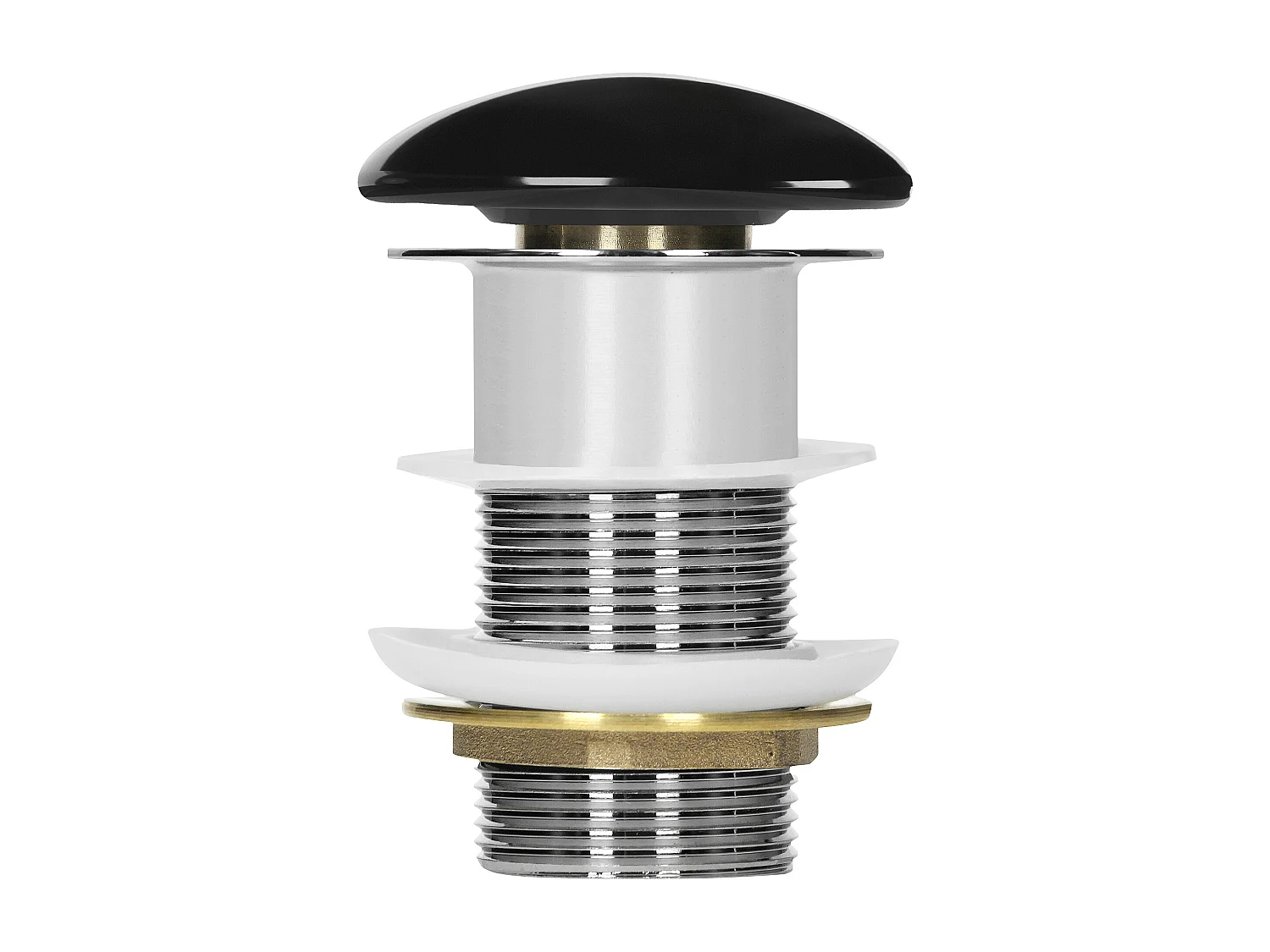 Bouchon de vidange H109mm noir brillant universel fonction pop-up pour lavabo sans trop-plein bonde garniture de vidage en céramique/acier inoxydable