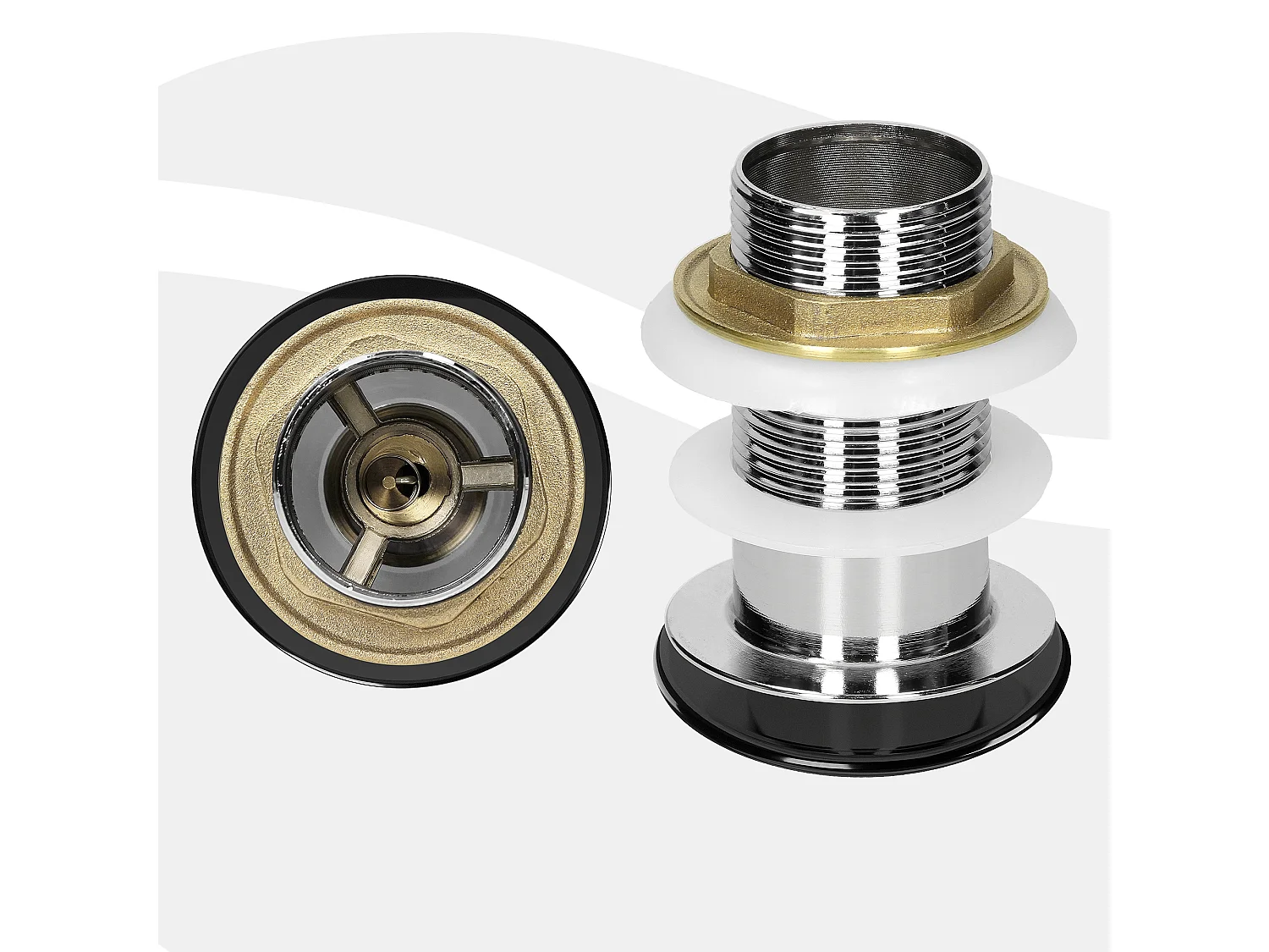 Bouchon de vidange H109mm noir brillant universel fonction pop-up pour lavabo sans trop-plein bonde garniture de vidage en céramique/acier inoxydable