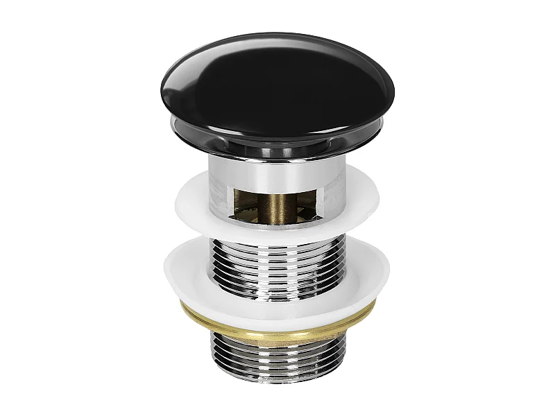 LuxeBath Desagüe universal para lavabo y lavamanos con rebosadero válvula de drenaje Pop Up acero inoxidable negro brillante 1 1/4 Pulgadas