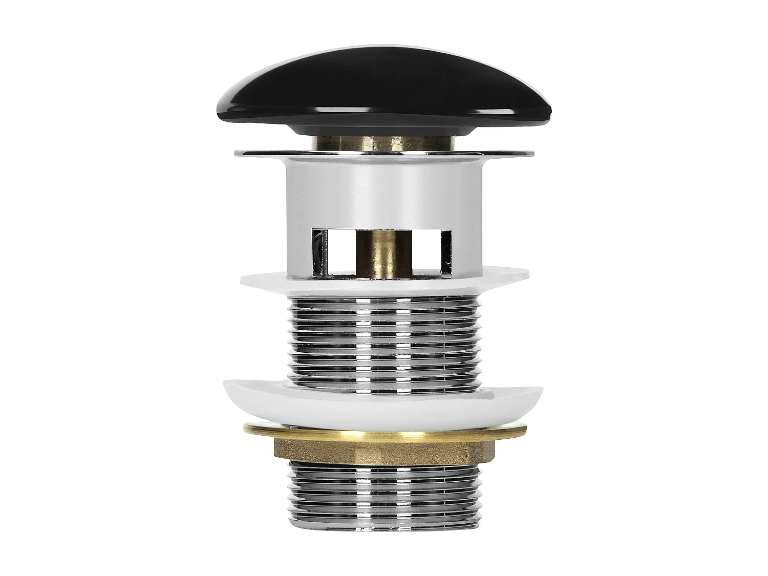 Bouchon de vidange H109mm noir brillant universel fonction pop-up pour lavabo avec trop-plein bonde garniture de vidage en céramique/acier inoxydable