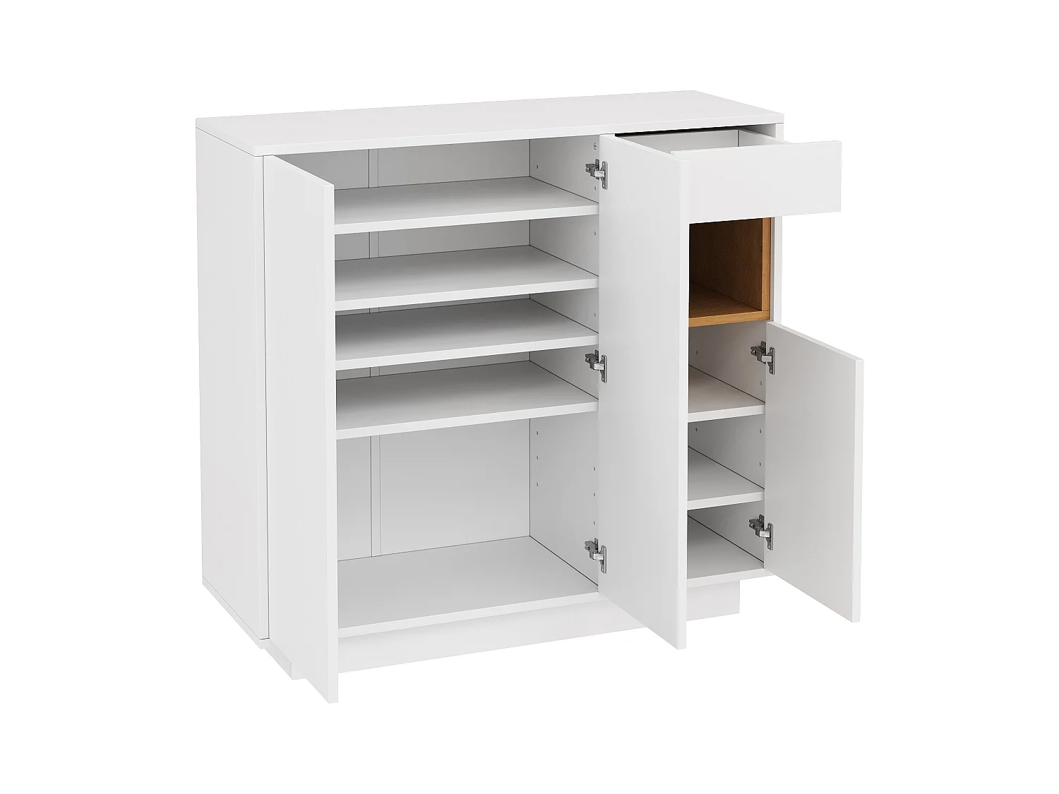 Meuble à chaussures blanc avec éclairage LED - Meuble à chaussures 3 portes et 1 tiroir - etagères réglables