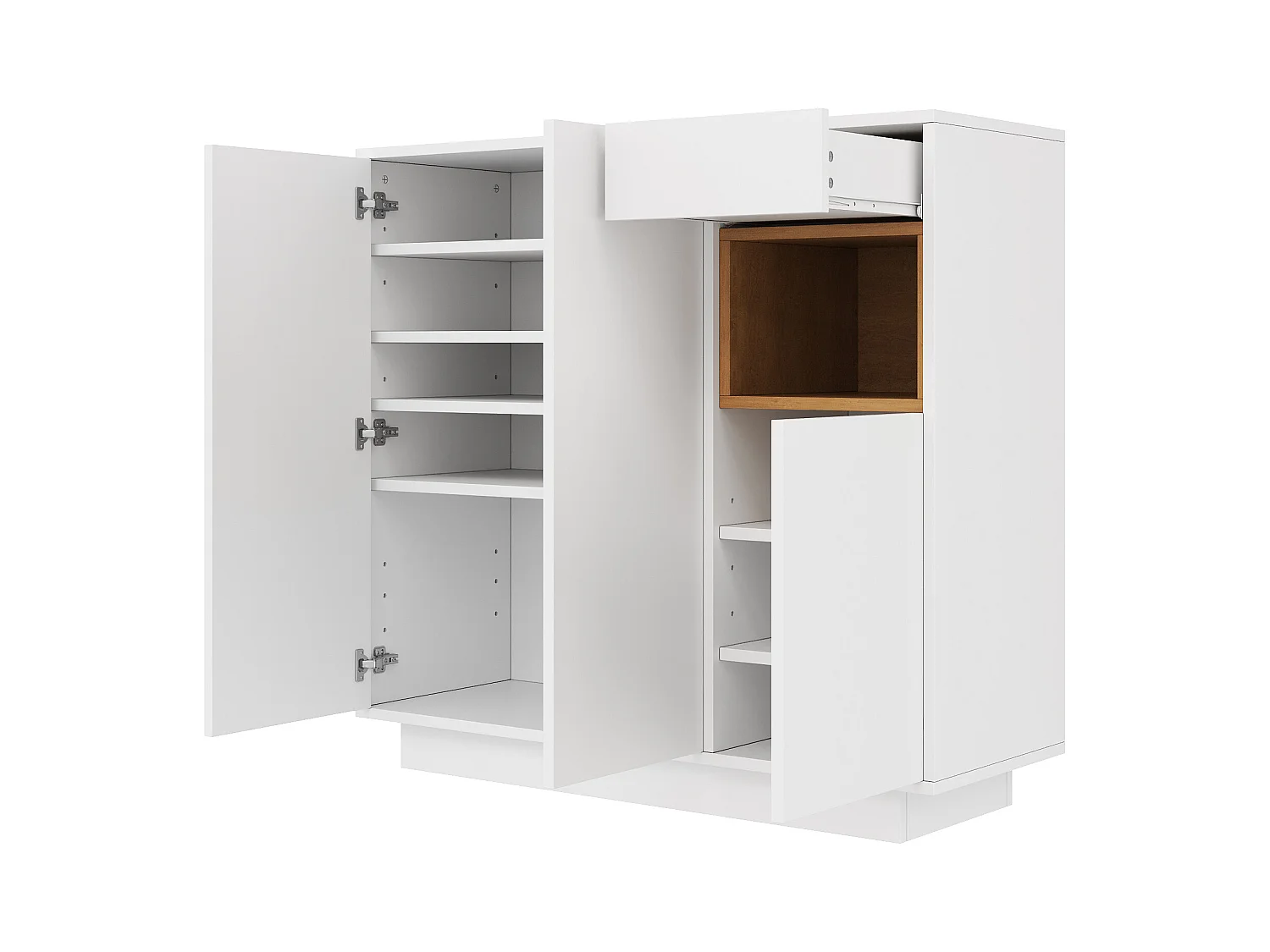 Meuble à chaussures blanc avec éclairage LED - Meuble à chaussures 3 portes et 1 tiroir - etagères réglables