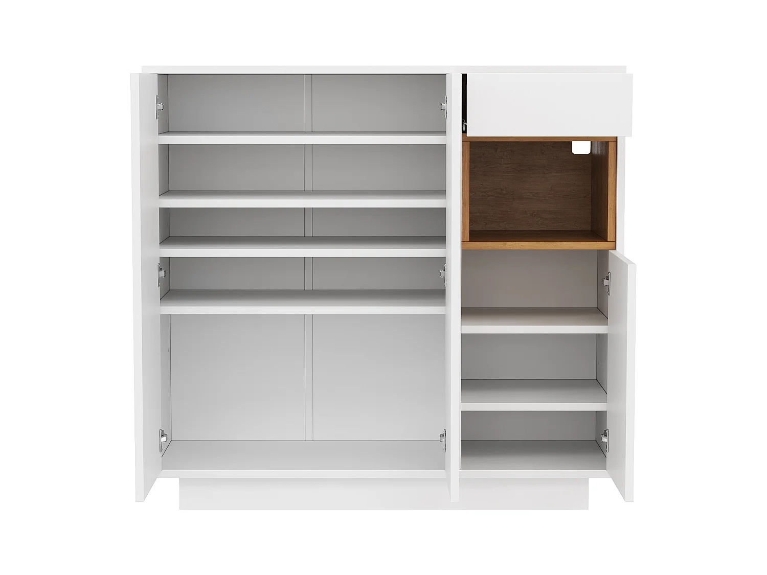 Meuble à chaussures blanc avec éclairage LED - Meuble à chaussures 3 portes et 1 tiroir - etagères réglables