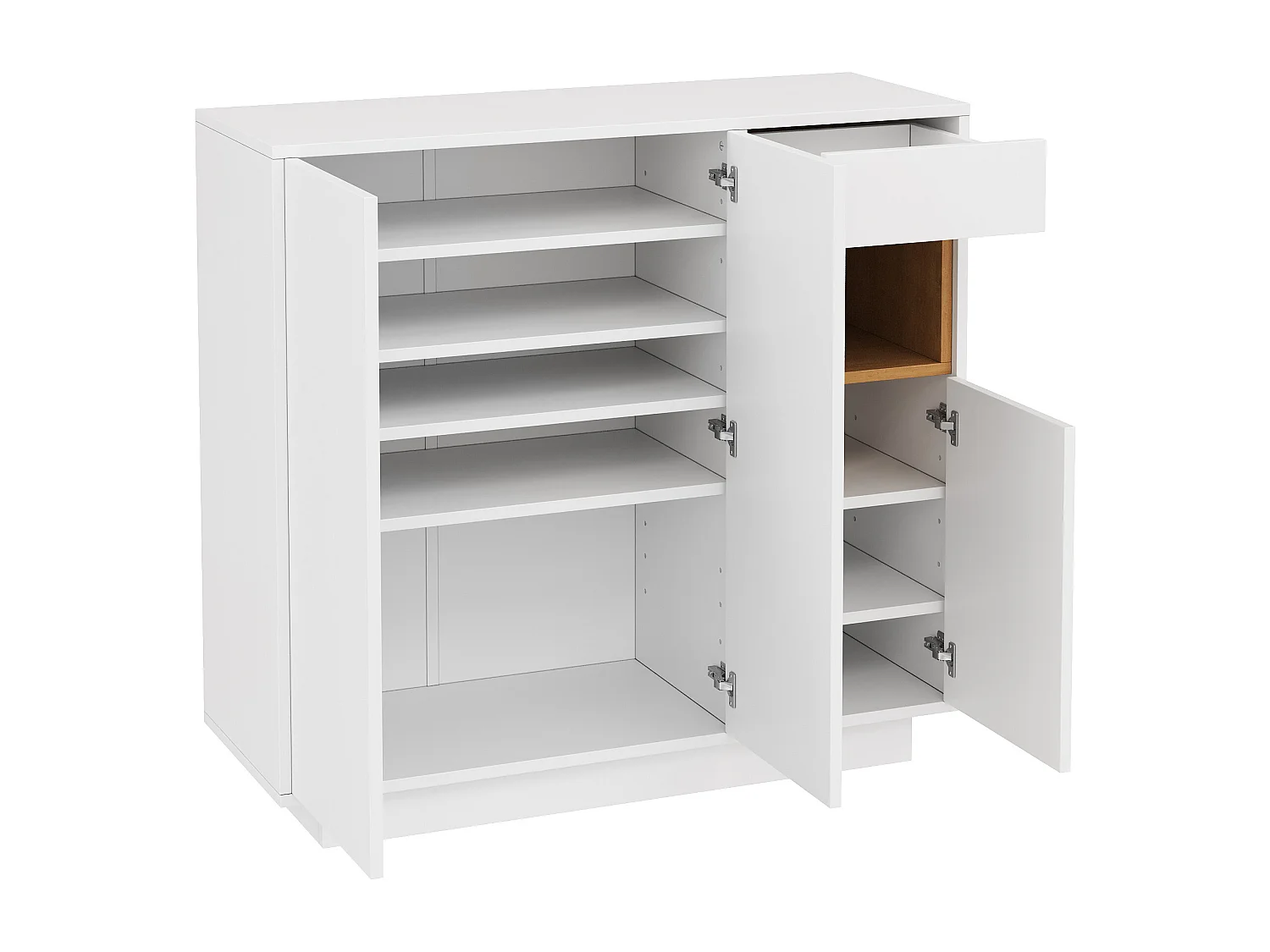 Weißer Schuhschrank mit LED-Beleuchtung – 3-türiger Schuhschrank mit 1 Schublade – verstellbare Einlegeböden