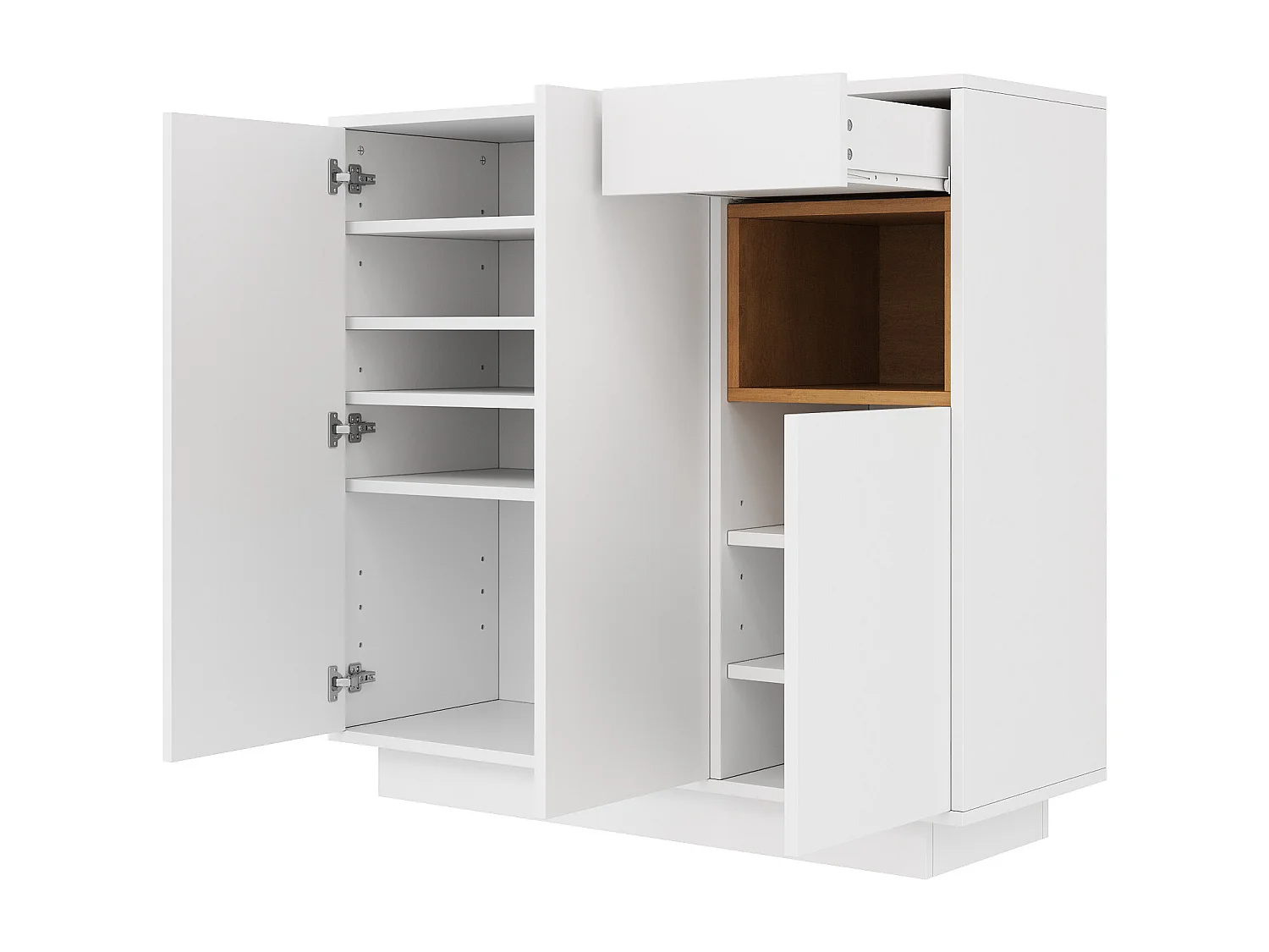 Weißer Schuhschrank mit LED-Beleuchtung – 3-türiger Schuhschrank mit 1 Schublade – verstellbare Einlegeböden