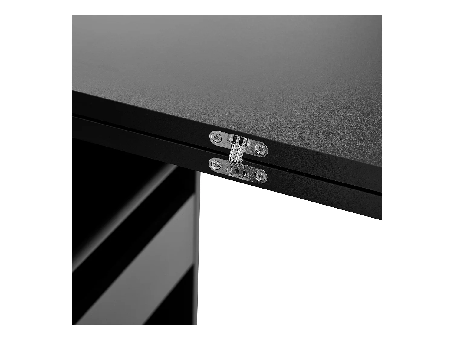 Czarna obrotowa szafka barowa - Stolik barowy z 2 szklanymi drzwiami i 2 otwartymi schowkami - obrotowy blat