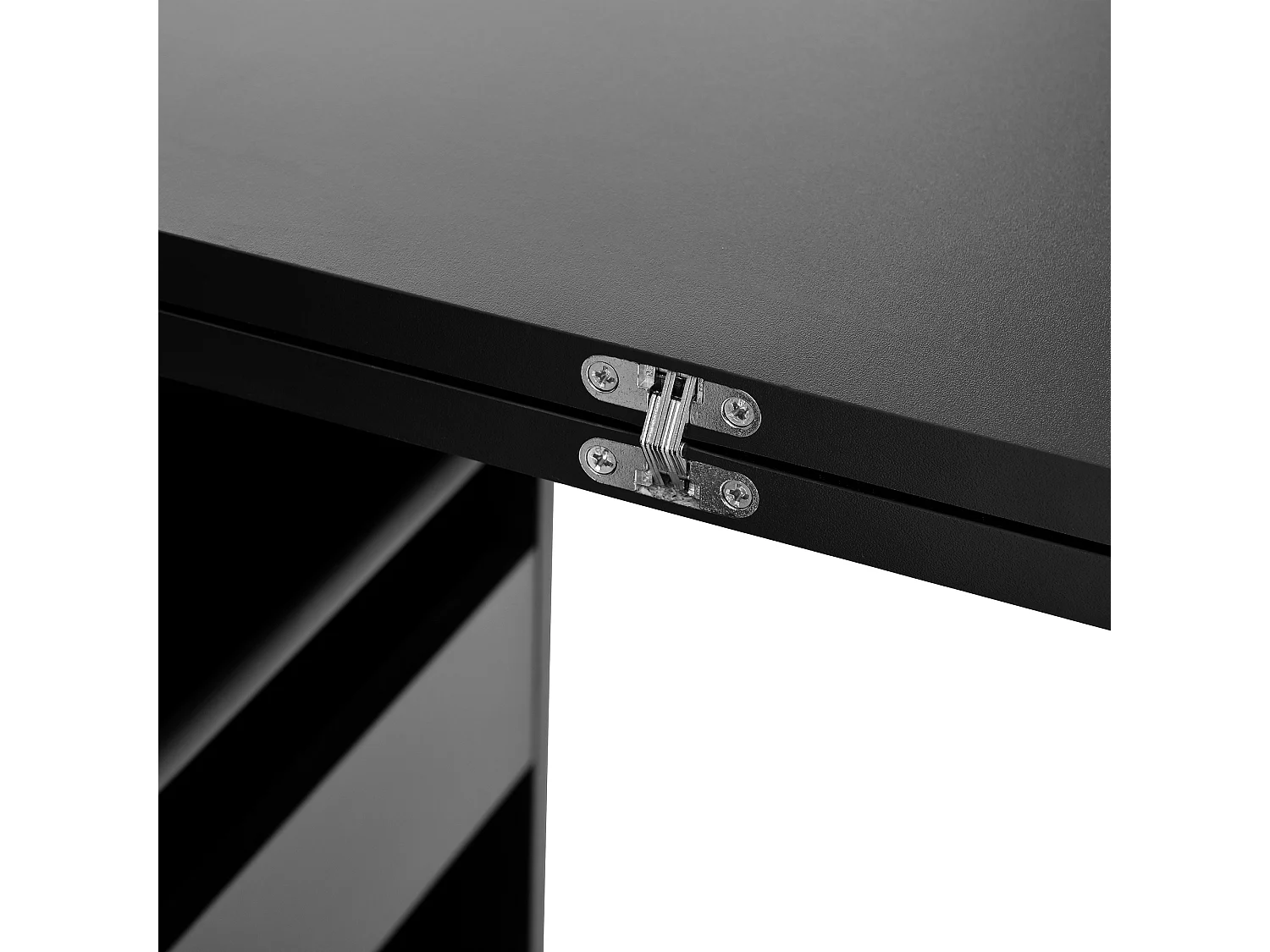 Armário de bar giratório preto - Mesa de bar com 2 portas de vidro e 2 compartimentos de arrumação abertos - tampo giratório