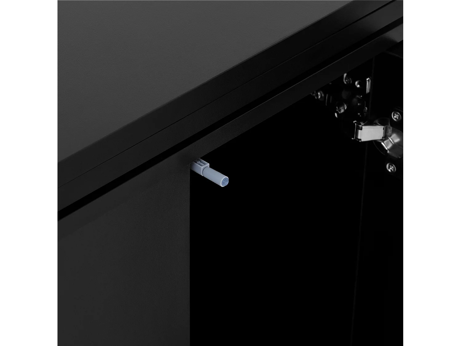 Meuble de bar pivotante noir - Table de bar avec 2 portes vitrées et 2 compartiments de rangement ouverts - plateau pivotant