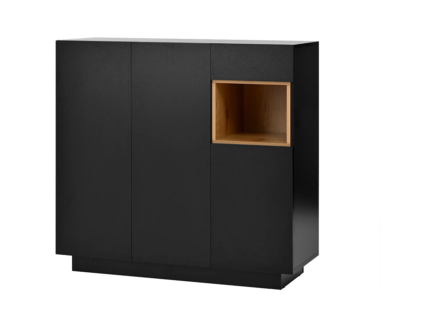 Meuble à chaussures noir avec éclairage LED - Meuble à chaussures 3 portes et 1 tiroir - etagères réglables