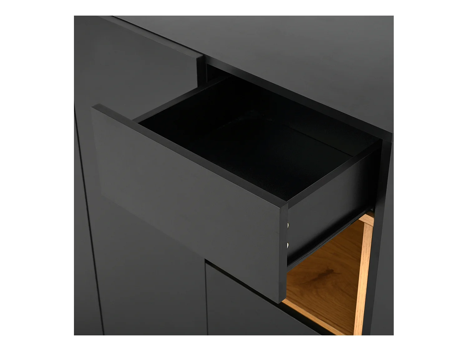 Meuble à chaussures noir avec éclairage LED - Meuble à chaussures 3 portes et 1 tiroir - etagères réglables