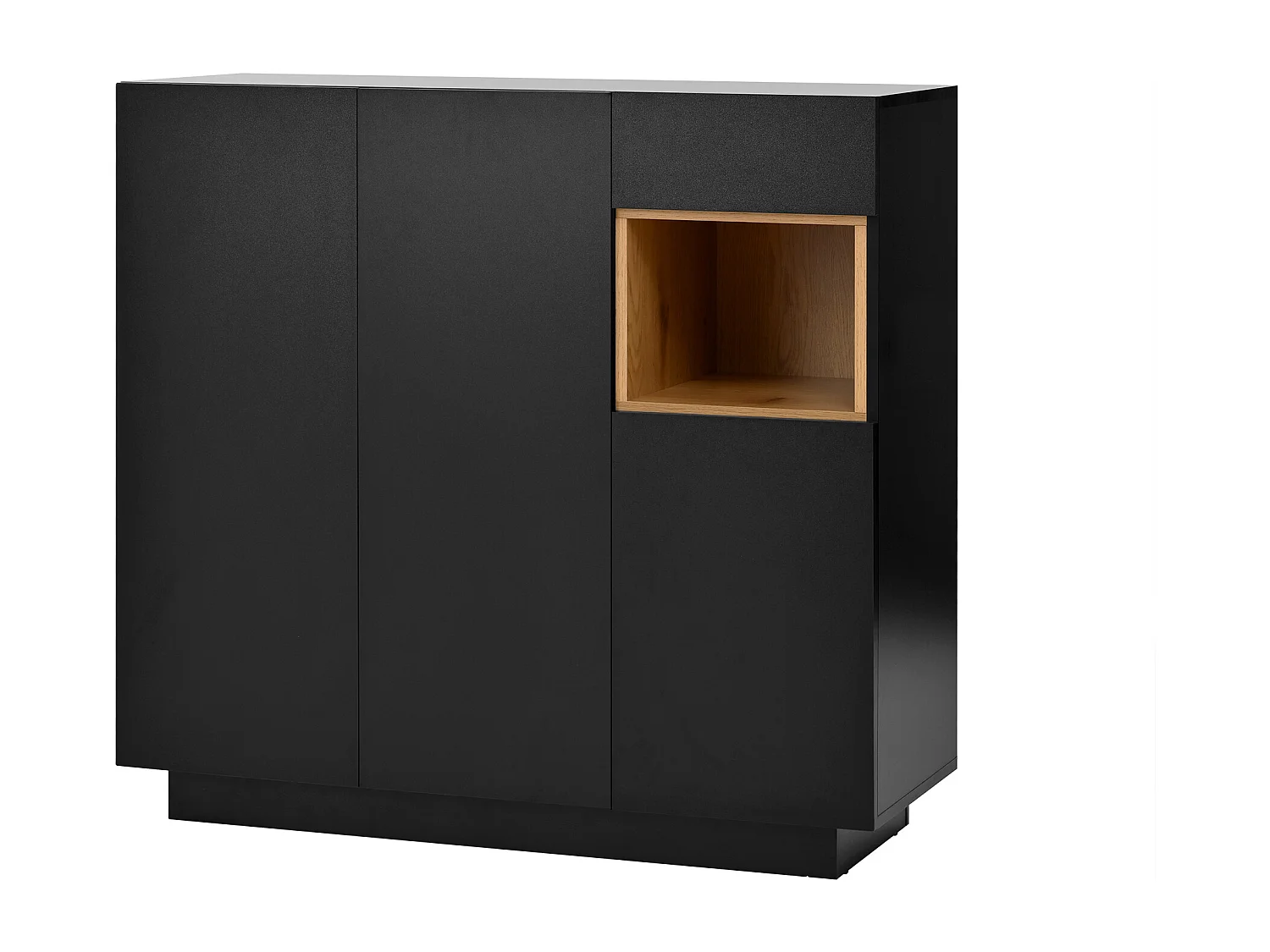 Meuble à chaussures noir avec éclairage LED - Meuble à chaussures 3 portes et 1 tiroir - etagères réglables