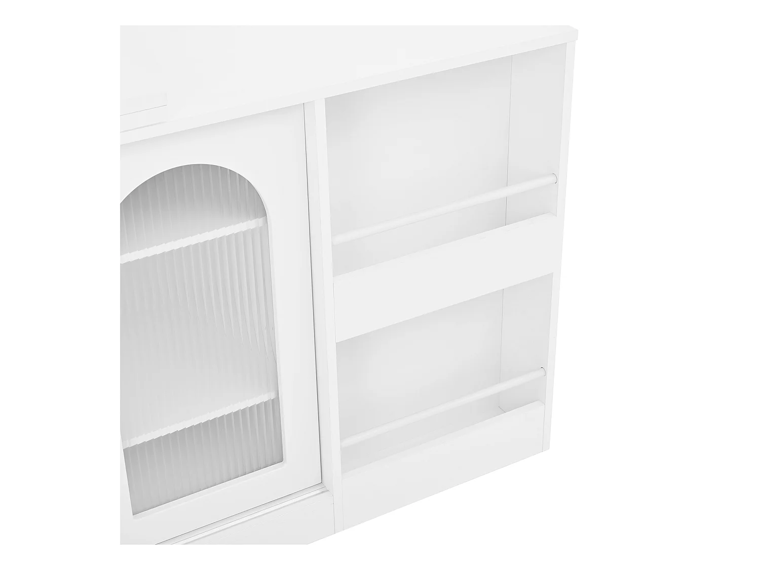 Czarna obrotowa szafka barowa - Stolik barowy z 2 szklanymi drzwiami i 2 otwartymi schowkami - obrotowy blat