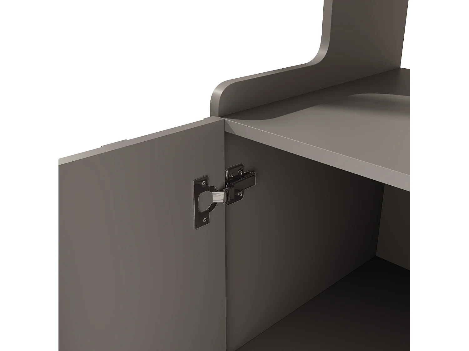 Buffet gris - Buffet 3 portes et 4 pieds cylindriques dorés - rangement ouvert