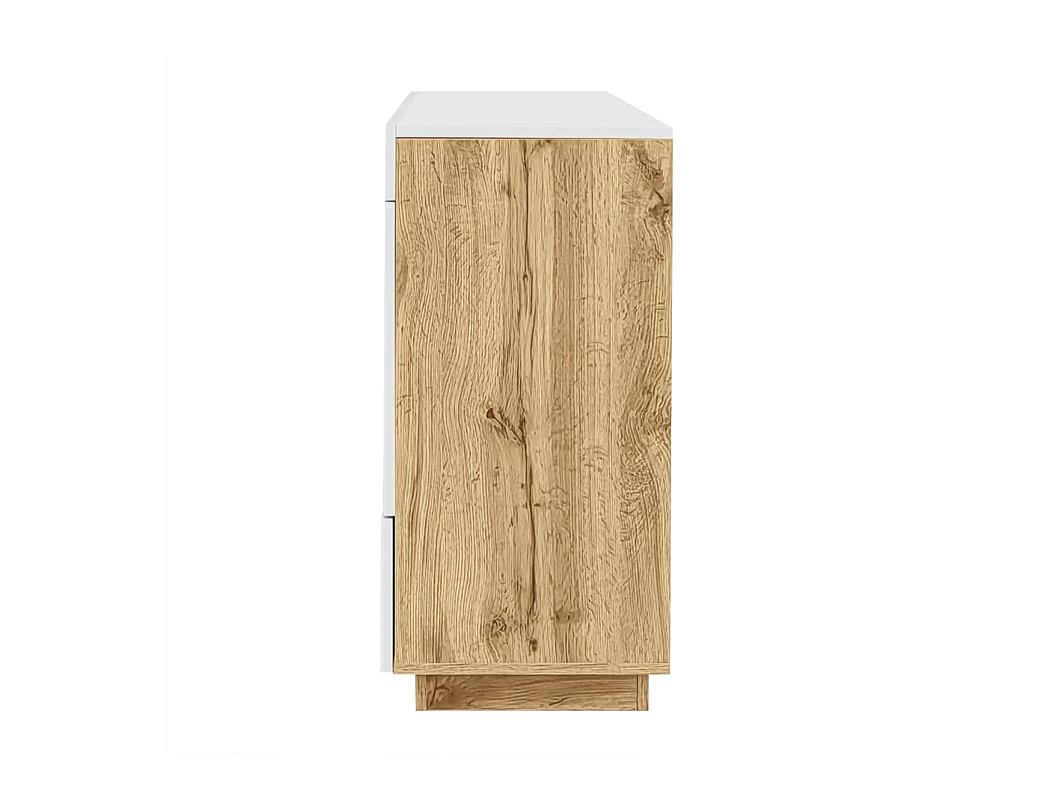 Buffet blanc avec plateau amovible - Buffet avec 2 tiroirs et 2 portes - eclairage LED et rangement ouvert