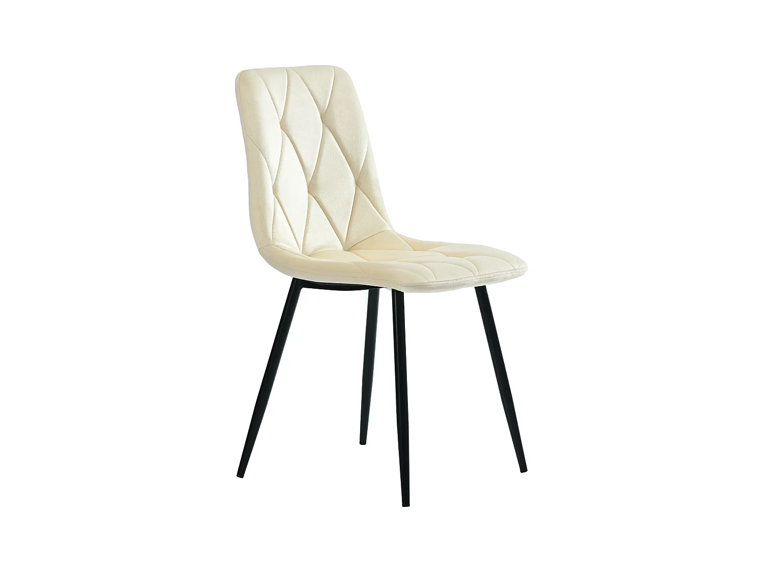 Lot de 4 chaises de salle à manger - Chaises avec dossier en sergé rembourré et pieds en métal - velours beige