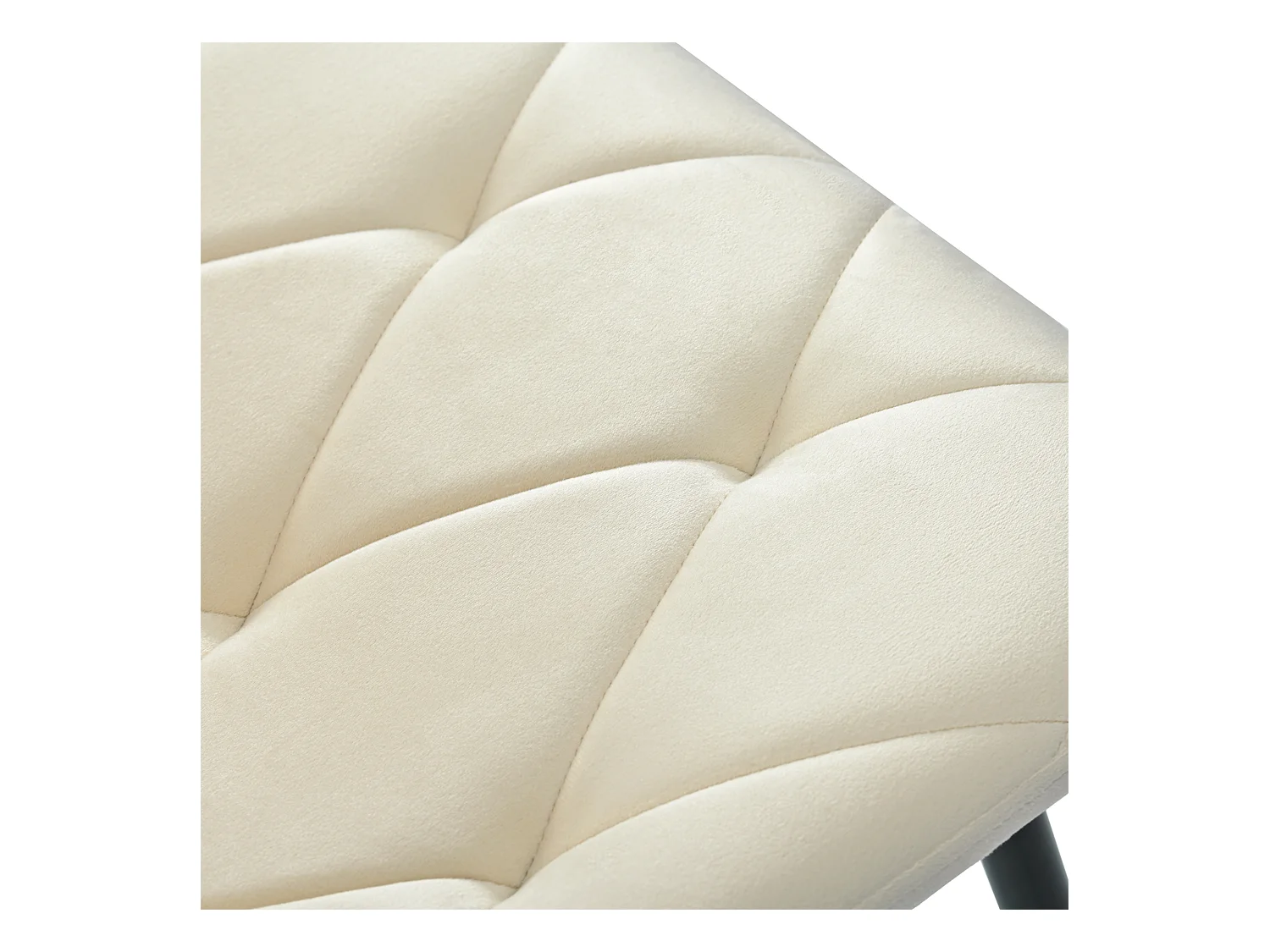 Lot de 4 chaises de salle à manger - Chaises avec dossier en sergé rembourré et pieds en métal - velours beige