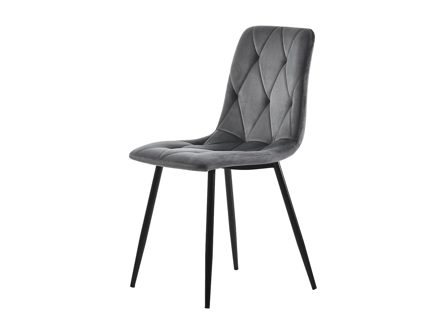 Lot de 4 chaises de salle à manger - Chaises avec dossier en sergé rembourré et pieds en métal - velours gris