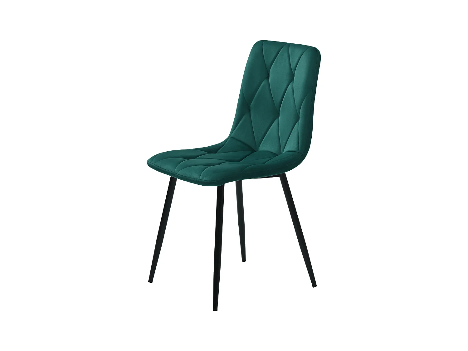 Lot de 4 chaises de salle à manger - Chaises avec dossier en sergé rembourré et pieds en métal - velours vert