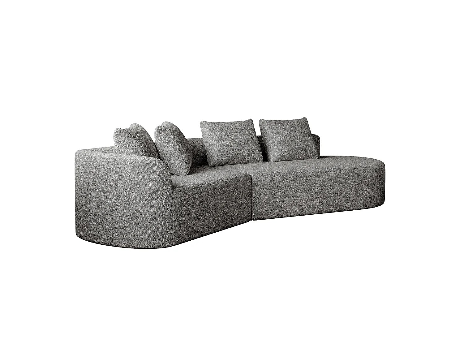 Canapé d'angle gris clair - Canapé 4 places avec 4 coussins décoratifs et dossier - chenille