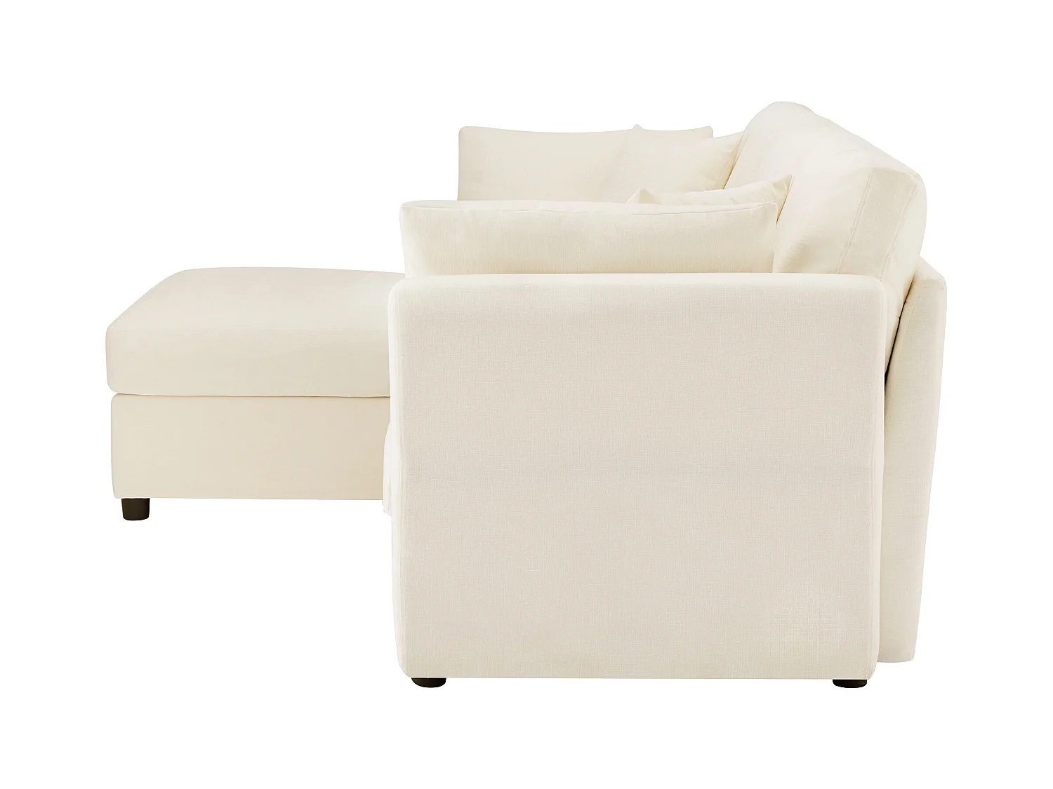 Canapé d'angle avec repose-pieds - Canapé 4 places avec 4 coussins et accoudoirs réglables - tissu chenille beige