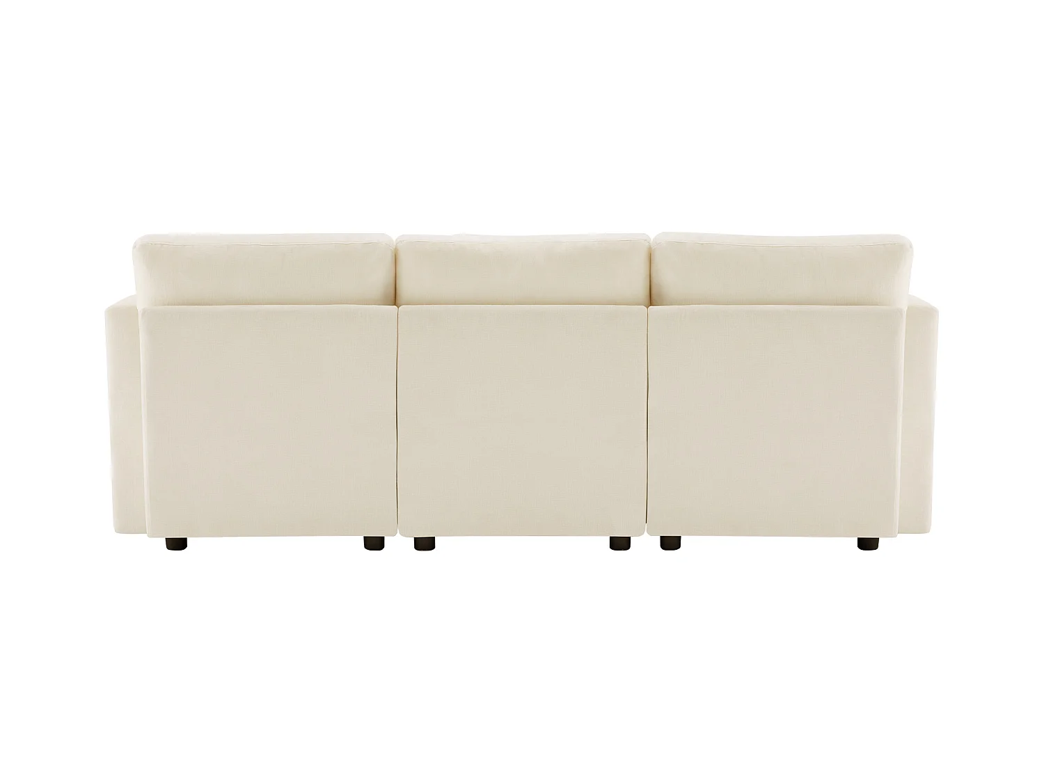 Canapé d'angle avec repose-pieds - Canapé 4 places avec 4 coussins et accoudoirs réglables - tissu chenille beige