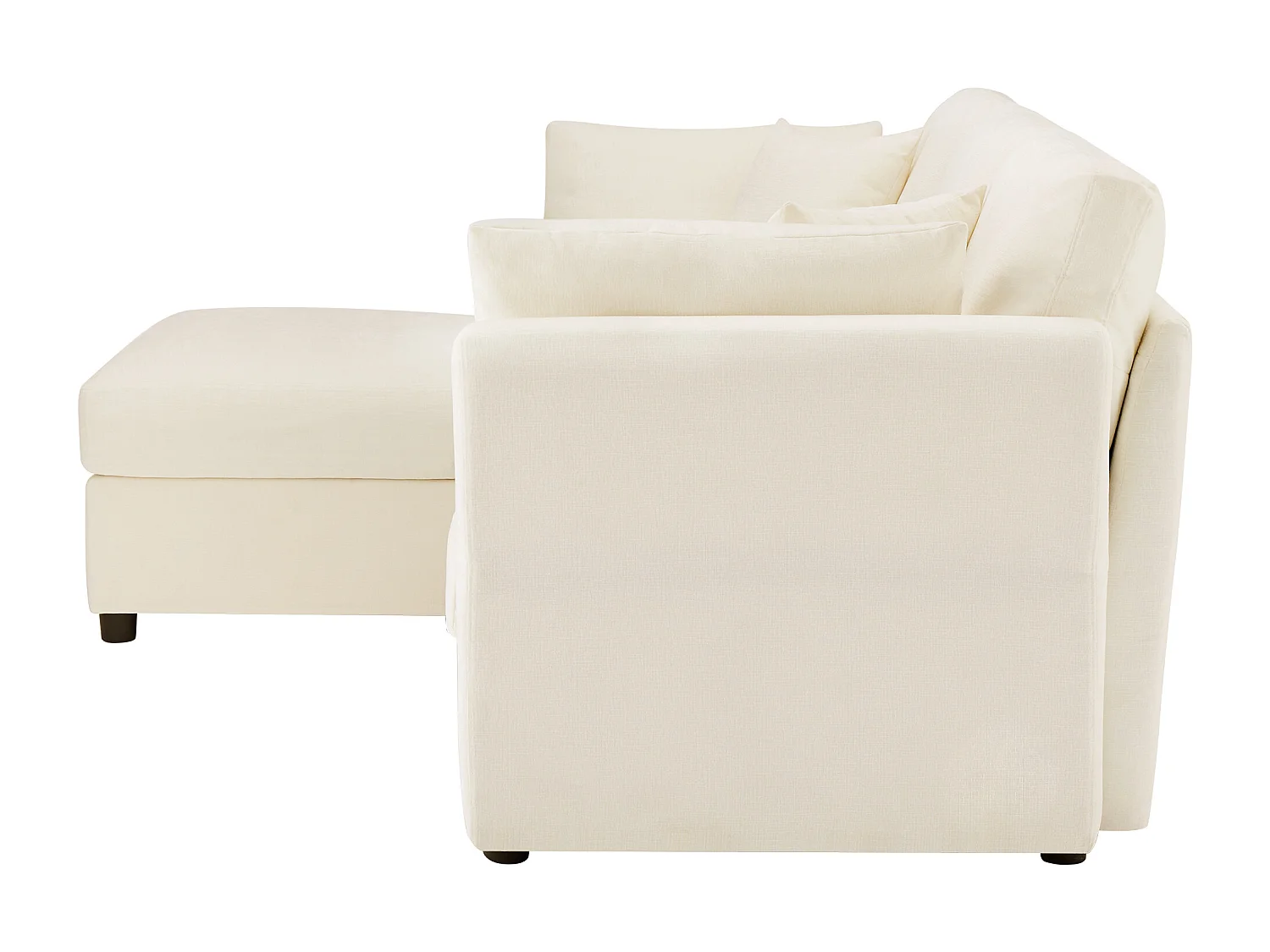 Canapé d'angle avec repose-pieds - Canapé 4 places avec 4 coussins et accoudoirs réglables - tissu chenille beige