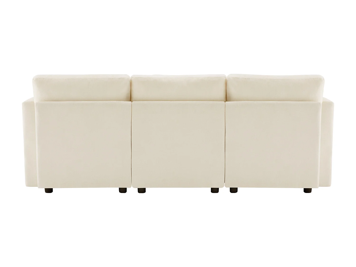 Canapé d'angle avec repose-pieds - Canapé 4 places avec 4 coussins et accoudoirs réglables - tissu chenille beige