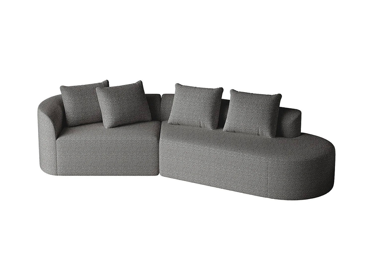 Canapé d'angle gris foncé - Canapé 4 places avec 4 coussins décoratifs et dossier - chenille