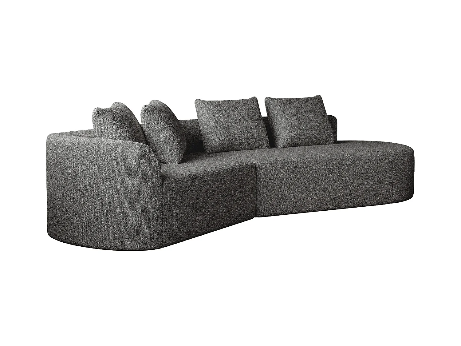 Canapé d'angle gris foncé - Canapé 4 places avec 4 coussins décoratifs et dossier - chenille