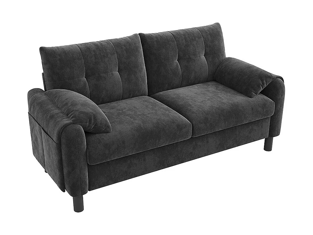 Canapé 2 places gris tissu chenille coussins épais rembourré confortable salon chambre appartement scandinave