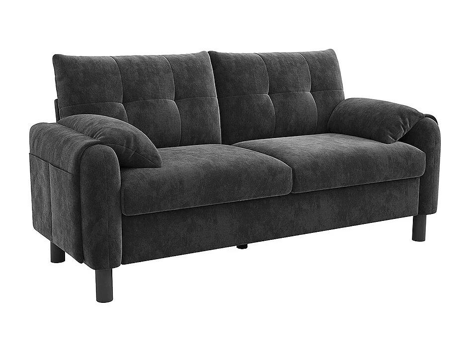 Canapé 2 places gris tissu chenille coussins épais rembourré confortable salon chambre appartement scandinave