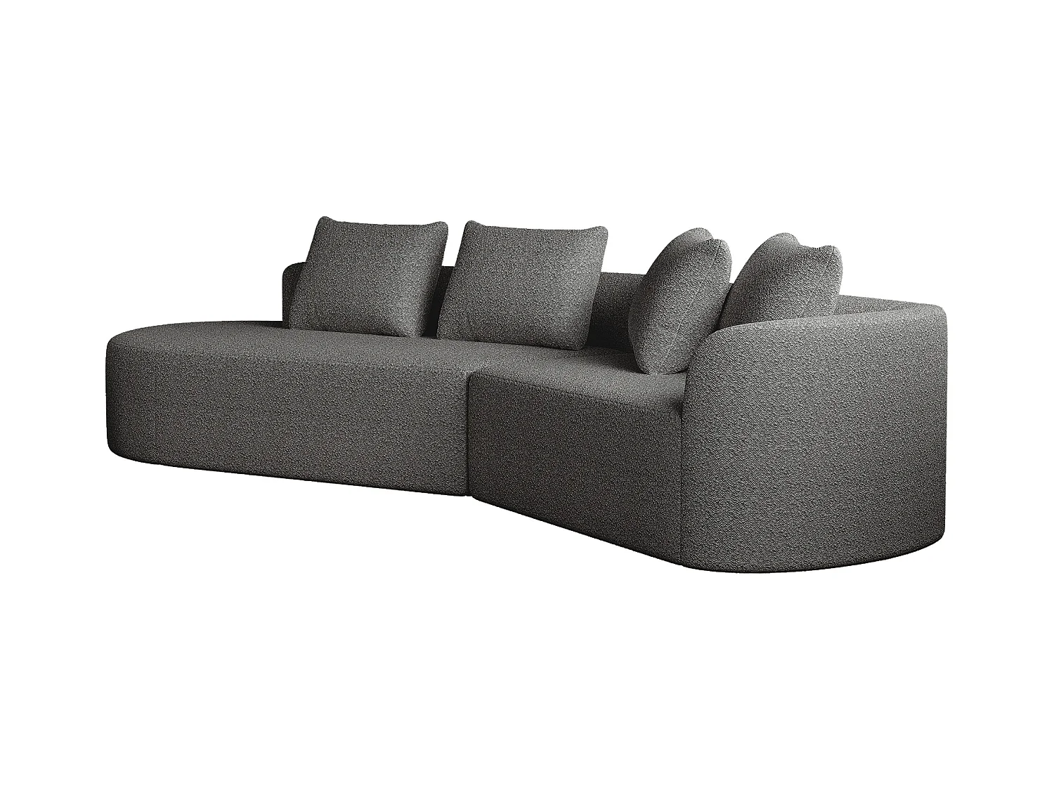 Canapé d'angle gris foncé - Canapé 4 places avec 4 coussins décoratifs et dossier - chenille