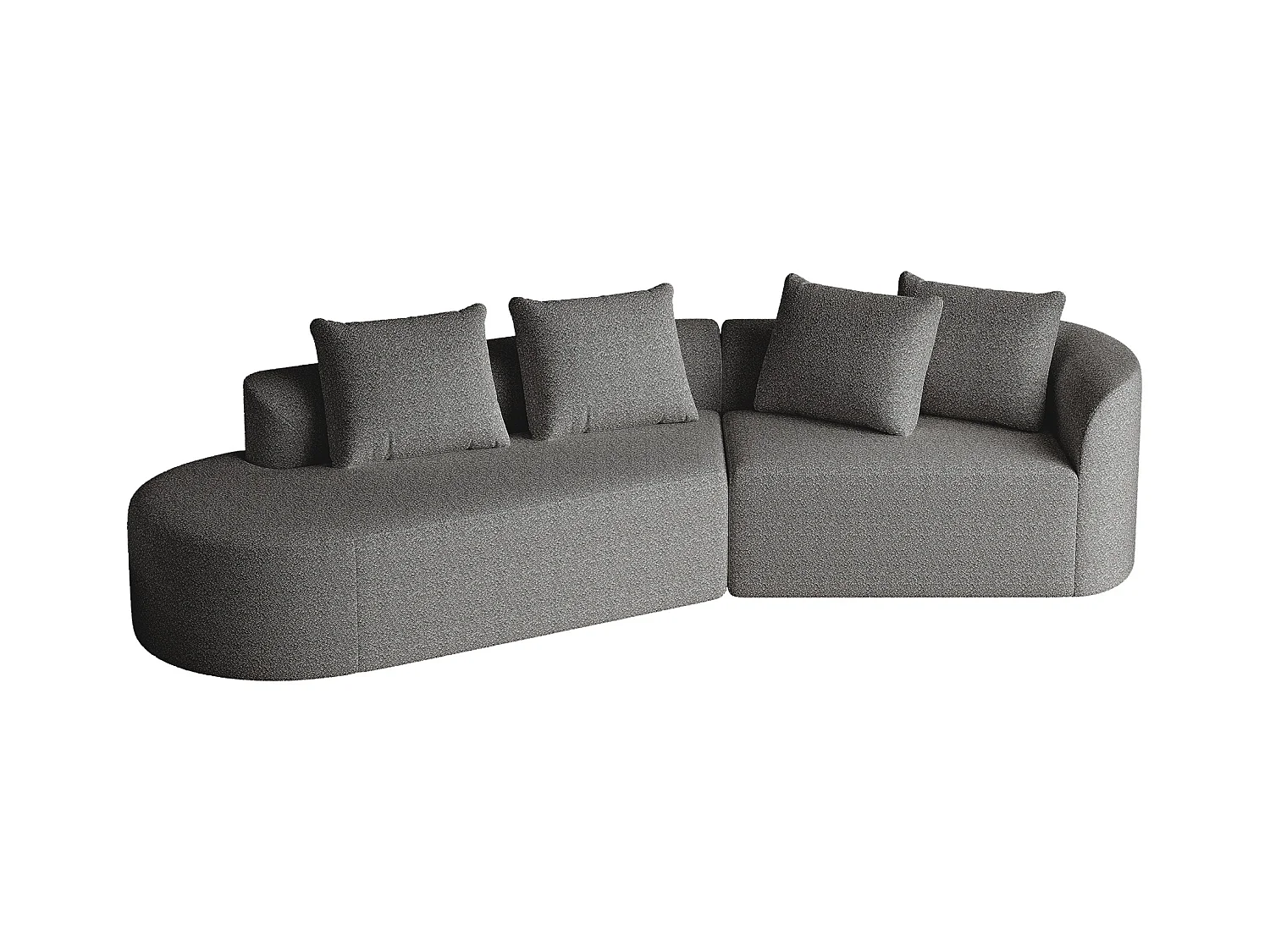 Canapé d'angle gris foncé - Canapé 4 places avec 4 coussins décoratifs et dossier - chenille