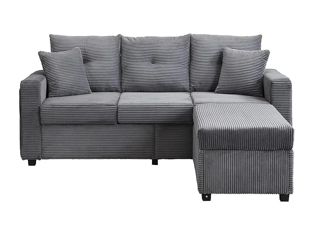 Canapé 3 places LED modulaire en L avec pouf surdimensionné assise moelleuse salon résistant gris antique