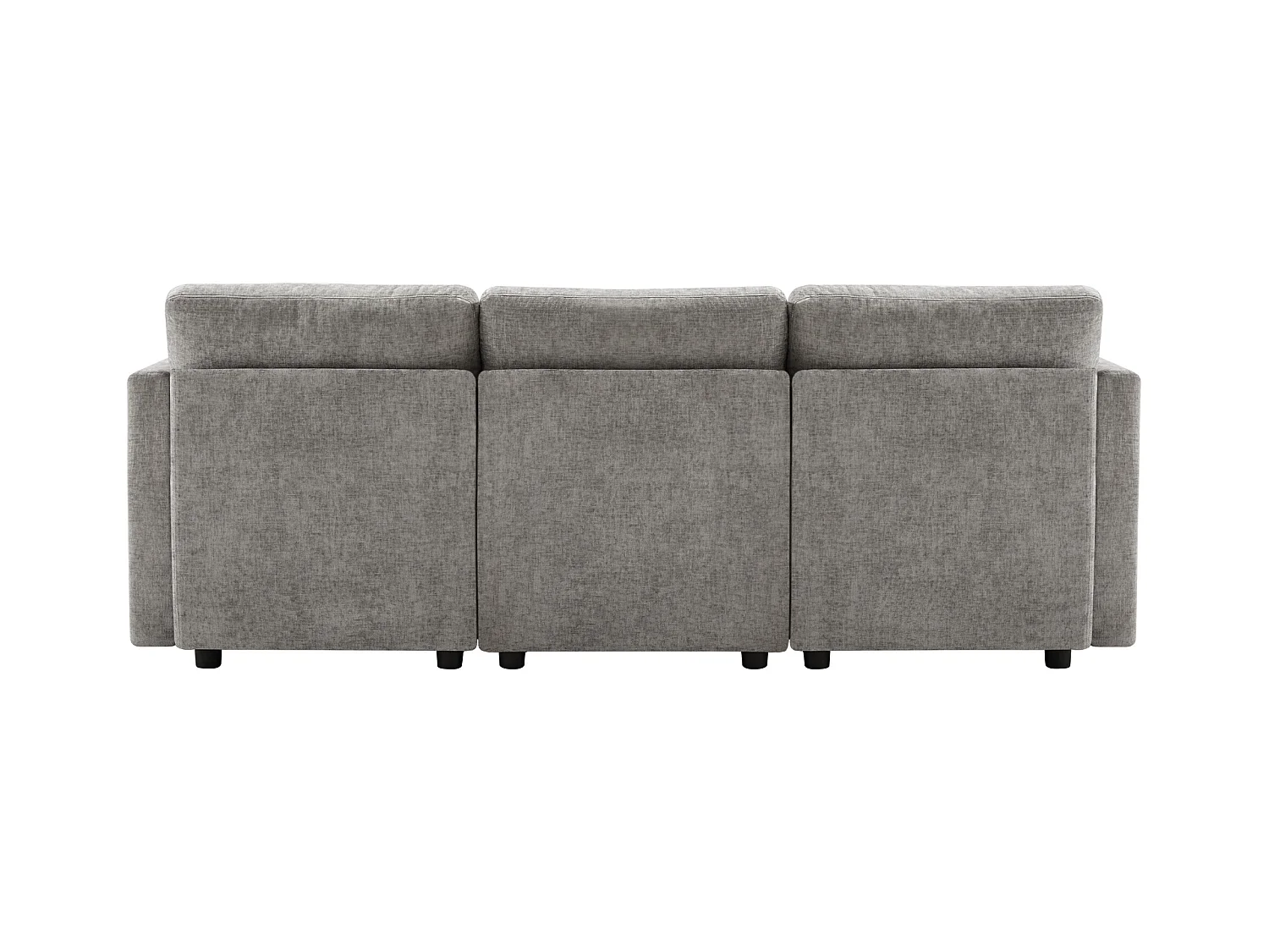 Canapé d'angle avec repose-pieds - Canapé 4 places avec 4 coussins et accoudoirs réglables - tissu chenille gris