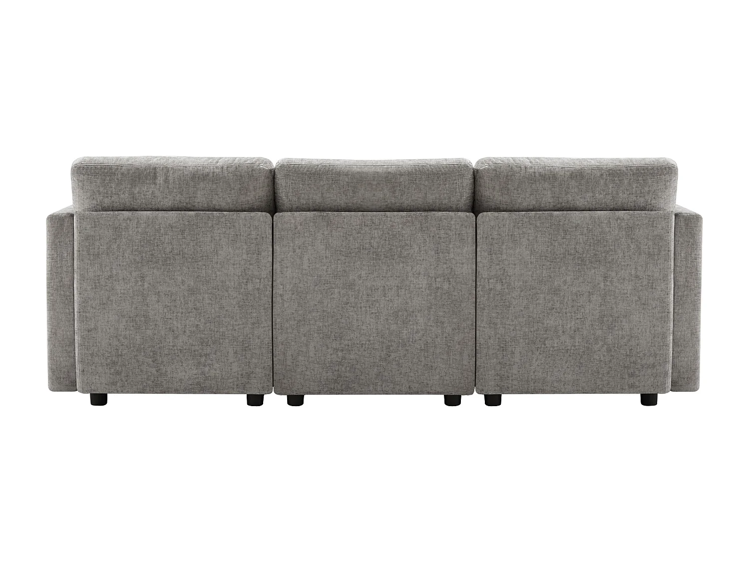 Hoekbank met voetenbank - 4-zitsbank met 4 kussens en verstelbare armleuningen - grijze chenille stof