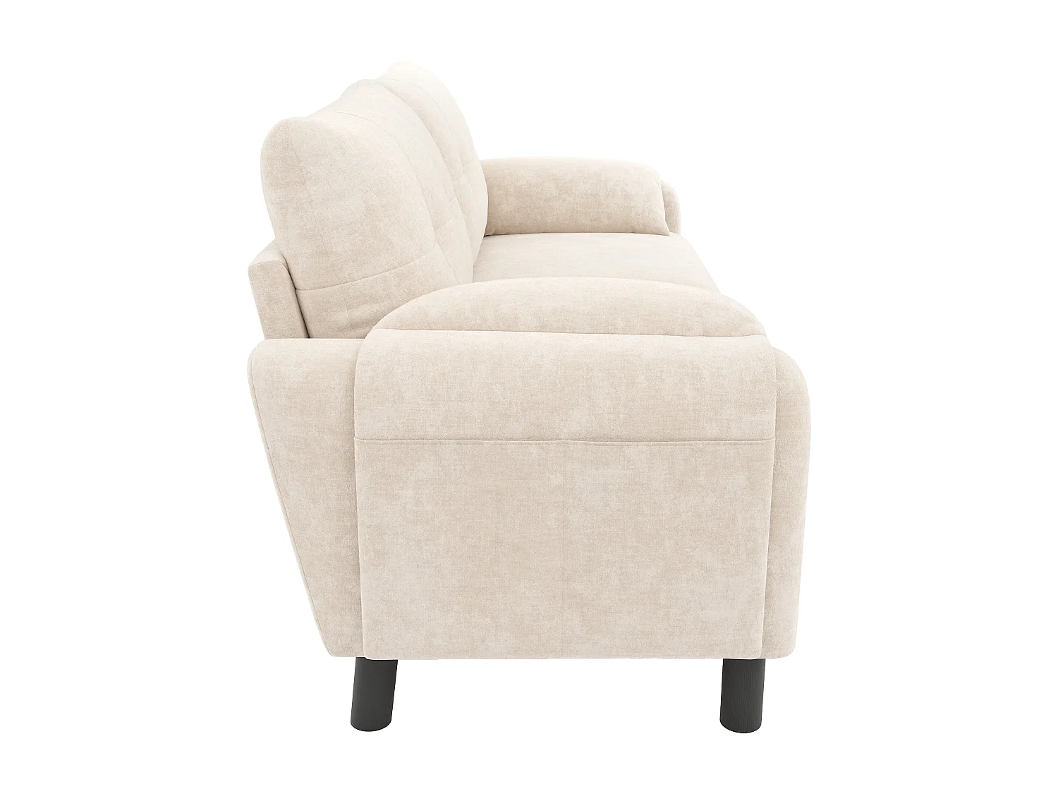 2-zitsbank met gestoffeerde rugleuning - Rechte bank met zijzakken en armleuningen - beige chenille