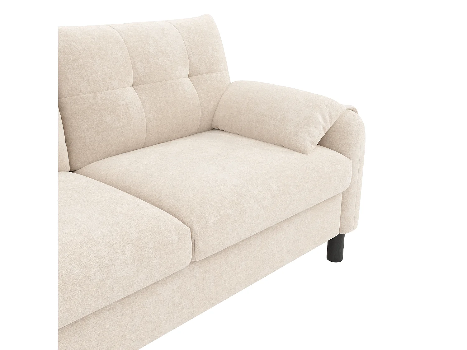 2-zitsbank met gestoffeerde rugleuning - Rechte bank met zijzakken en armleuningen - beige chenille