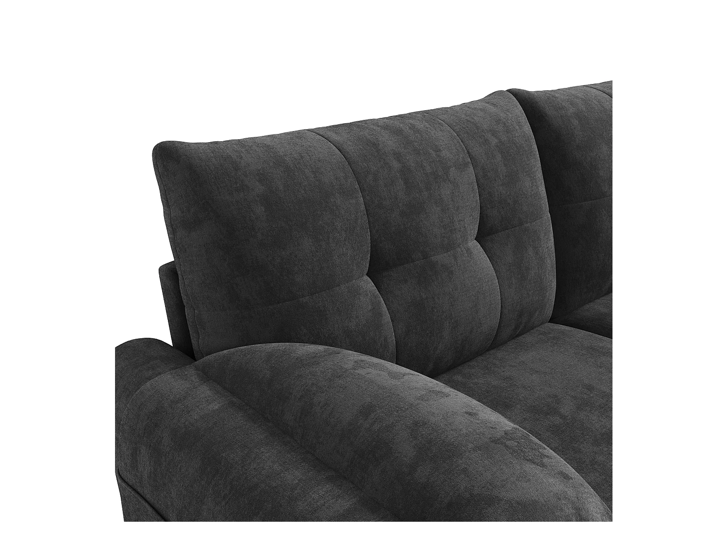 Canapé 2 places avec dossier rembourré - Canapé droit avec poches latérales et accoudoirs - chenille gris