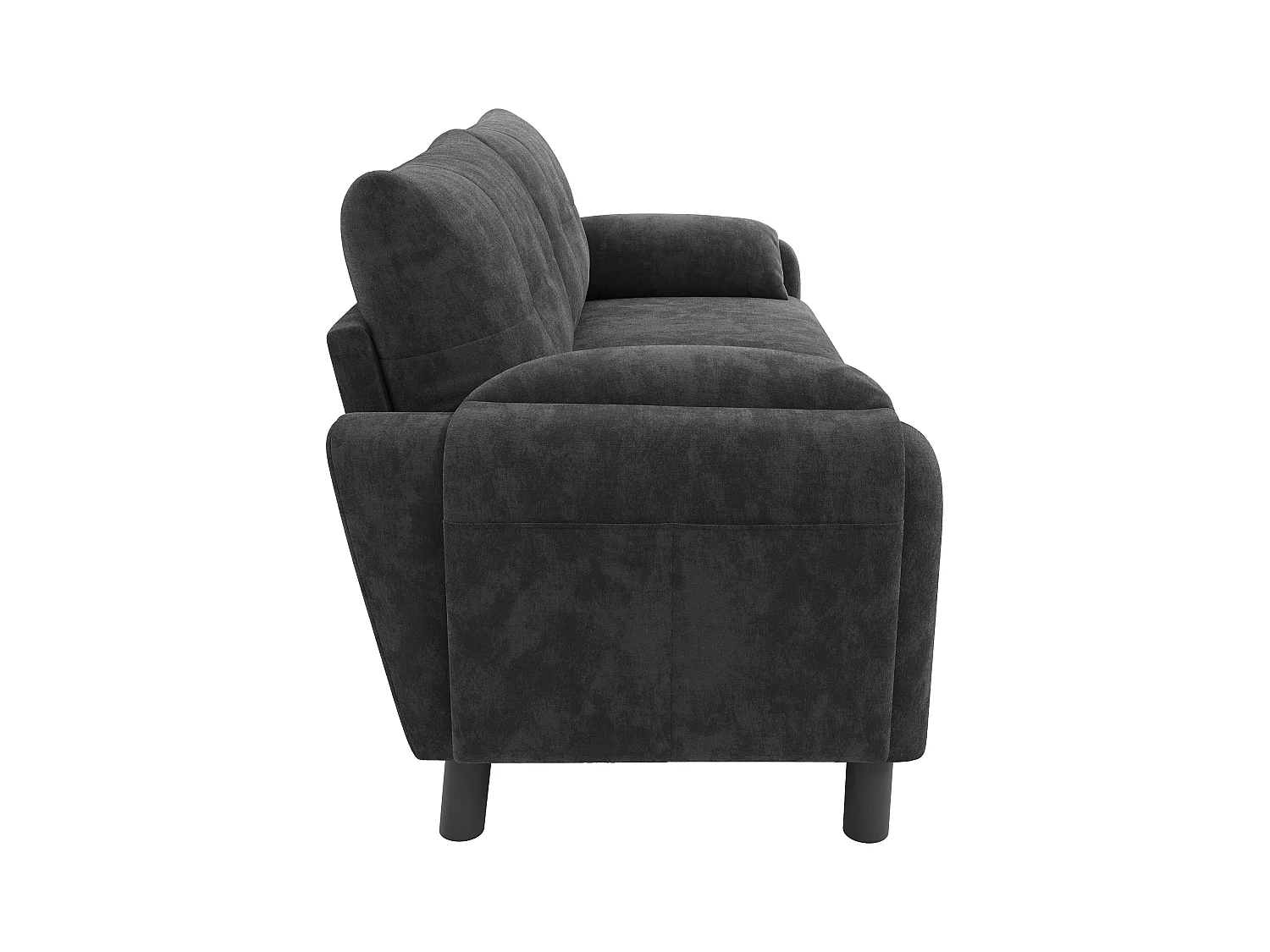 Canapé 2 places avec dossier rembourré - Canapé droit avec poches latérales et accoudoirs - chenille gris