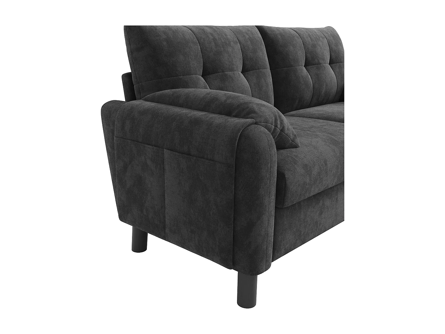 2-zitsbank met gestoffeerde rugleuning - Rechte bank met zijzakken en armleuningen - grijs chenille