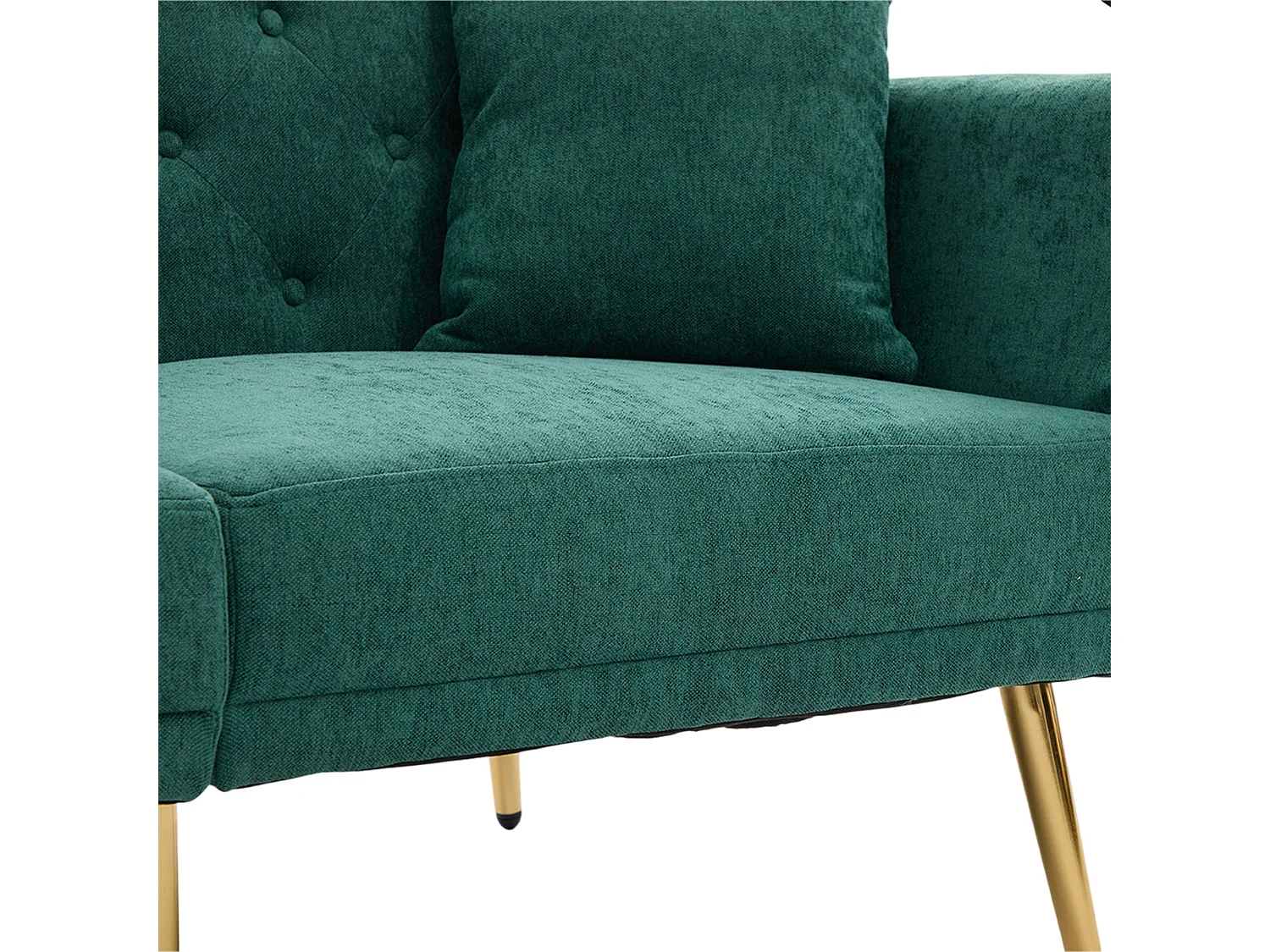 Sofá de 2 lugares com portas USB - Sofá reto com suporte para telemóvel e bolsos laterais - Encosto ajustável - Veludo verde