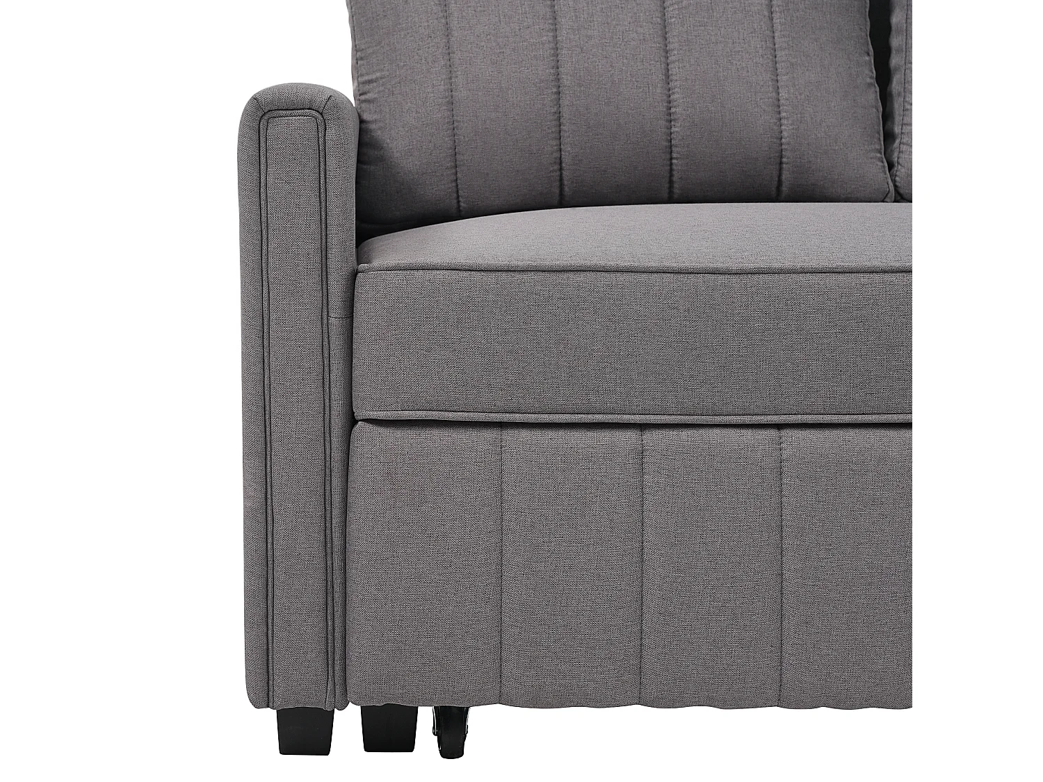 Sofá de 2 lugares com função de extensão - Sofá de relaxamento com bolsos laterais e 2 almofadas - Linho cinzento