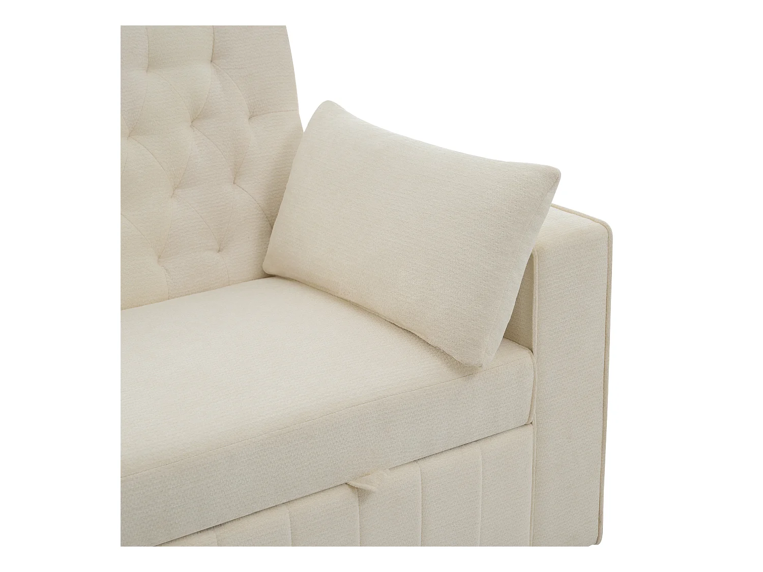 Canapé avec fonction gigogne - Canapé de salon avec porte-gobelet et port de charge USB - etagère de rangement - chenille beige