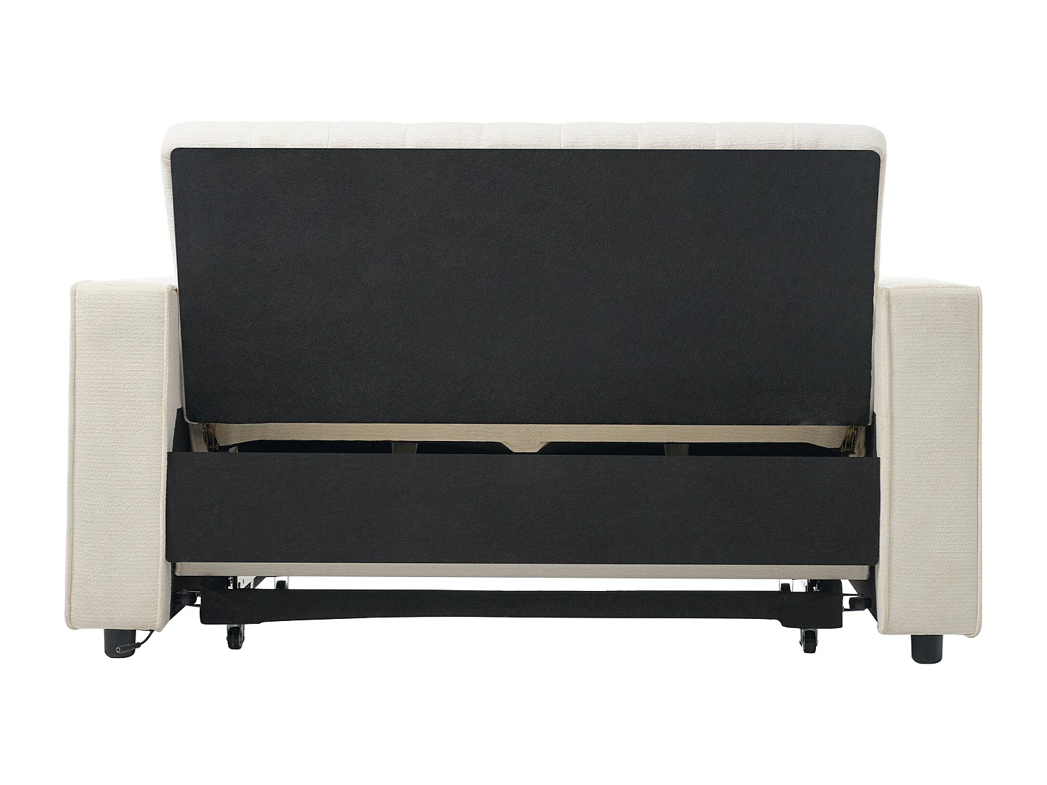 Canapé avec fonction gigogne - Canapé de salon avec porte-gobelet et port de charge USB - etagère de rangement - chenille beige