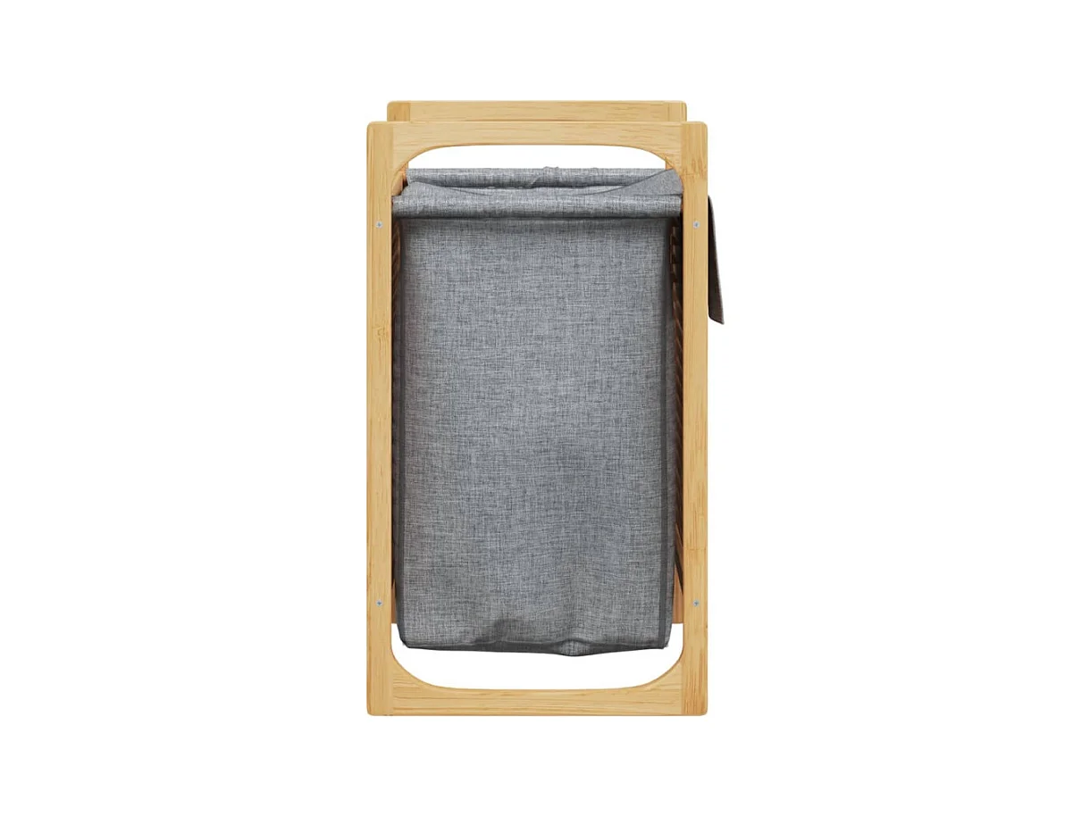 Wäschekorb mit Innentasche in Grau 32x30x36,5 cm Bambus