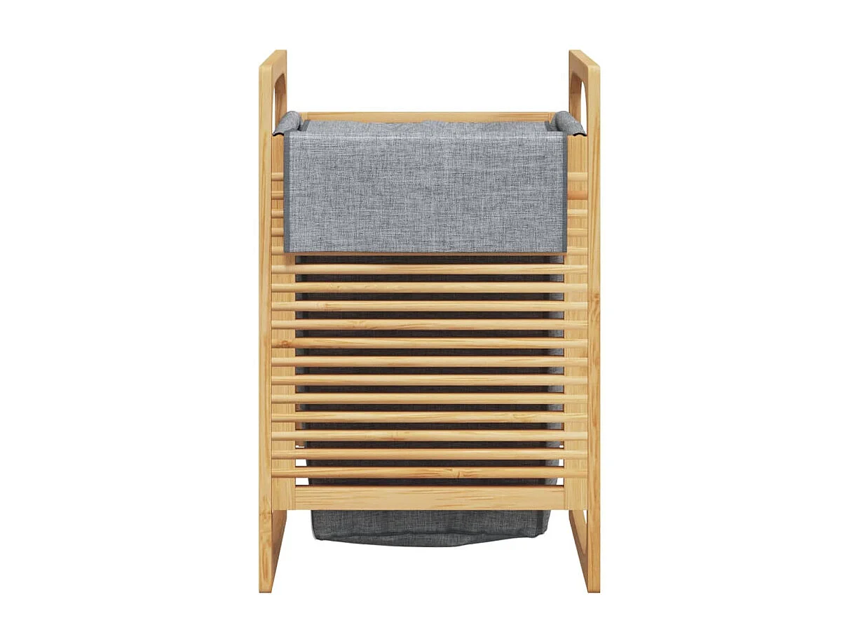 Wäschekorb mit Innentasche in Grau 32x30x36,5 cm Bambus