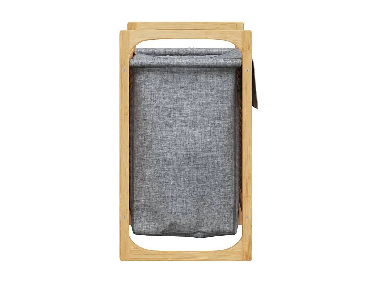 Wäschekorb mit Innentasche in Grau 32x30x36,5 cm Bambus