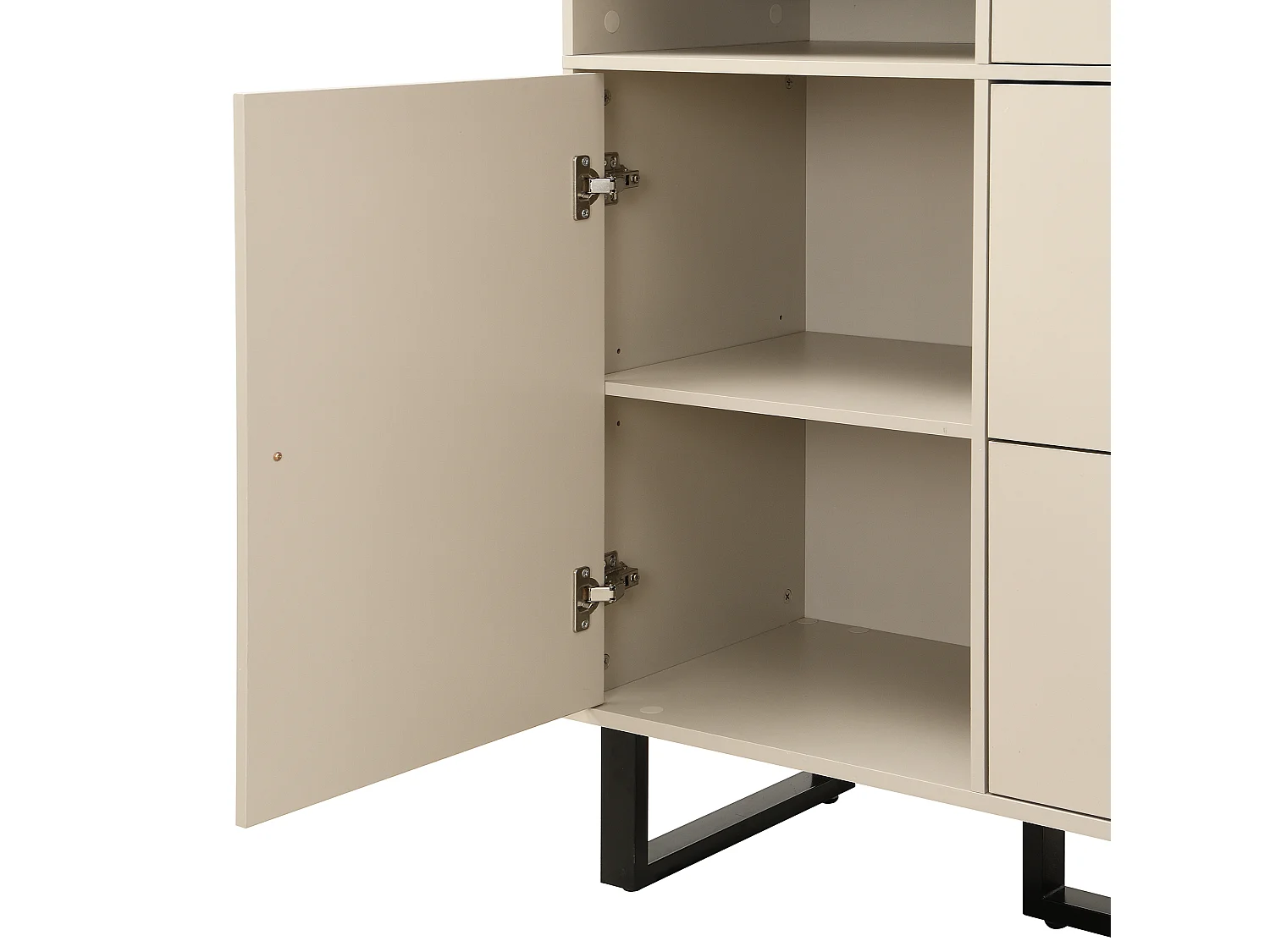 Perchero beige - Armario de 2 cajones y 3 puertas - Almacenamiento abierto